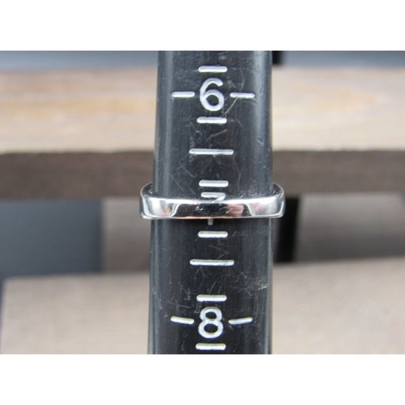 Size 7 Sterling Silver Square White Opal With Cubic Zirconia Band Ring - Picture 6 of 8